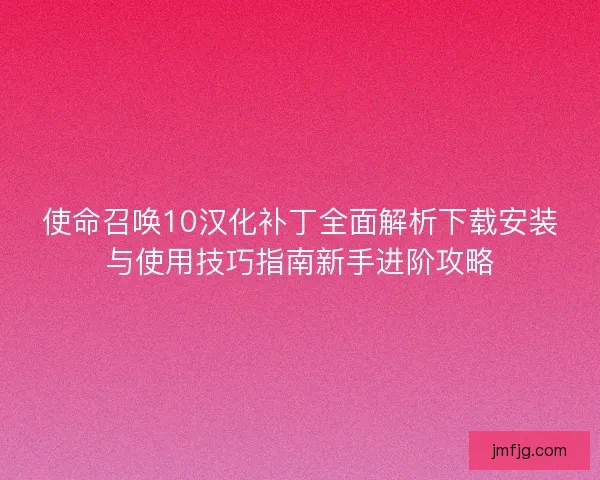 使命召唤10汉化补丁全面解析下载安装与使用技巧指南新手进阶攻略